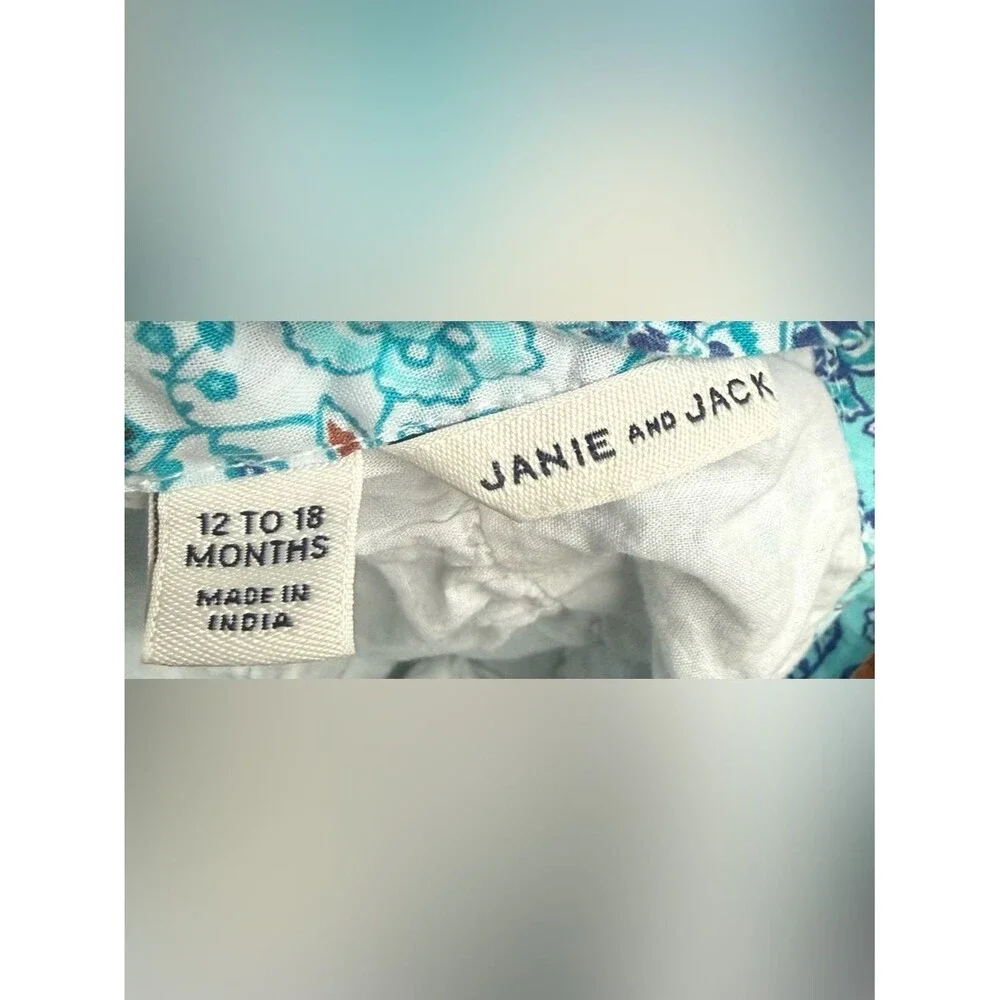 Janie and Jack Girls Sleeveless Blue Floral Tiered Ruffle Dress. 12-18 Months.